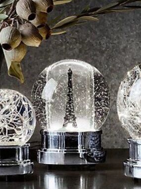 Restoration Hardware Snow Globe Photo Frame 4" Silver Tone Base New Without Box